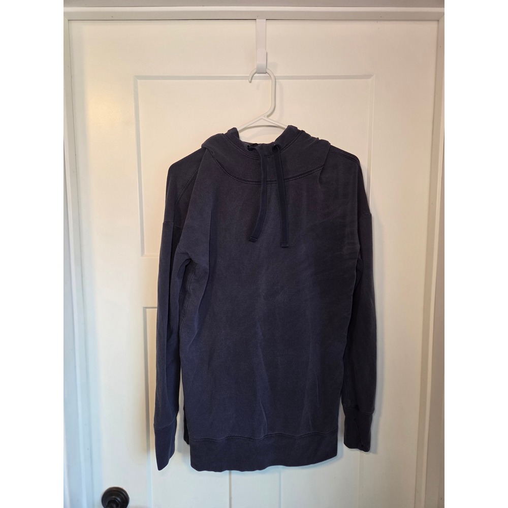 Athleta Womens Navy Blue French Terry Oversized Pullover Hoodie Sweatshirt Small
